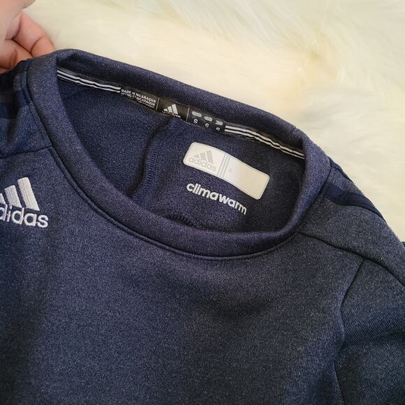 Adidas Essential Crew Men's Navy Blue Climawarm Sweatshirt SZ S - Picture 5 of 12